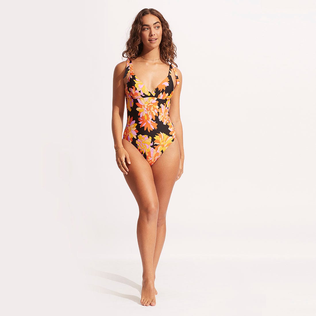 Seafolly Wrap Front One Piece In Black - 8