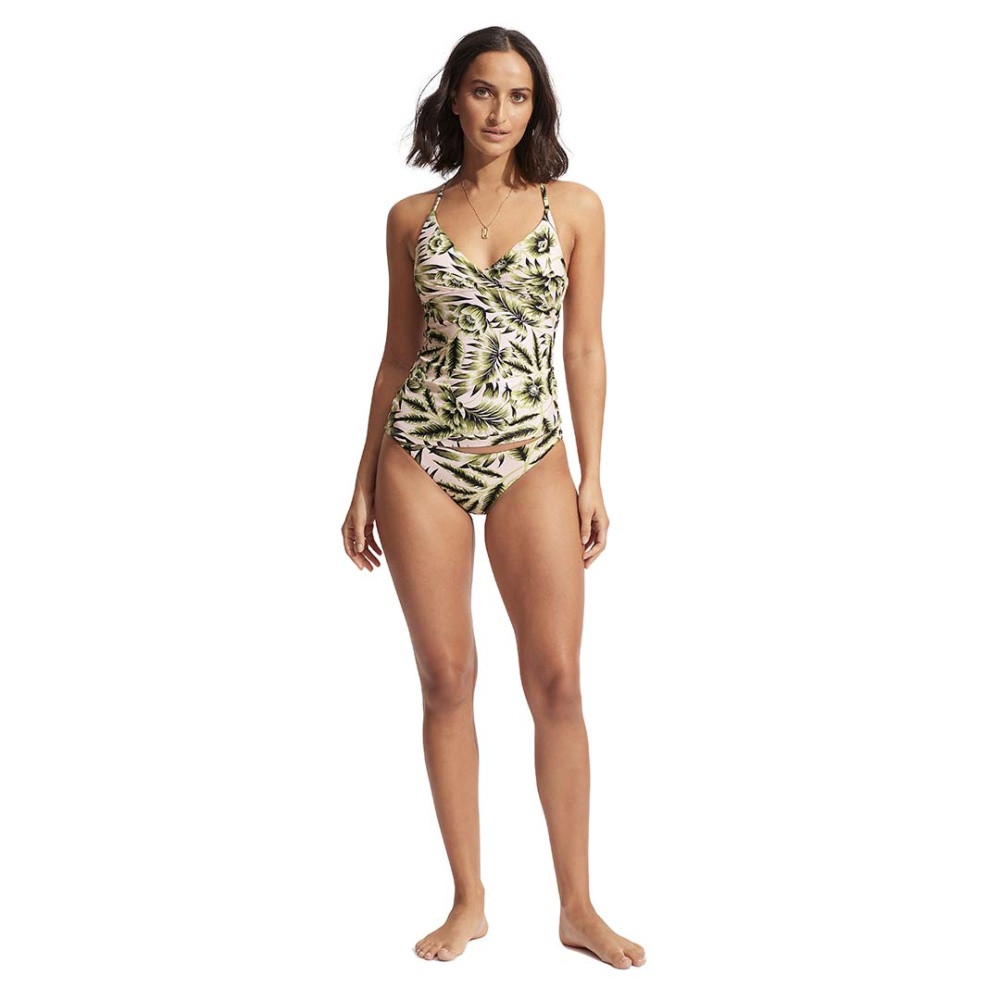 Seafolly Island In The Sun Wrap Front Singlet in Avocado