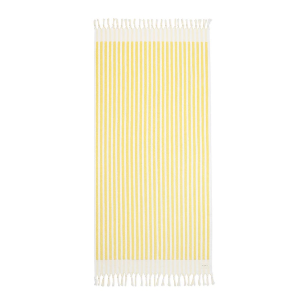 Seafolly Fringe Benefits Marina Stripe Towel in Lemon