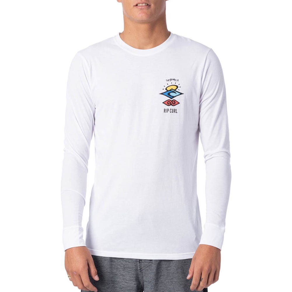 Rip Curl Search Logo Long Sleeve UV Tee In White