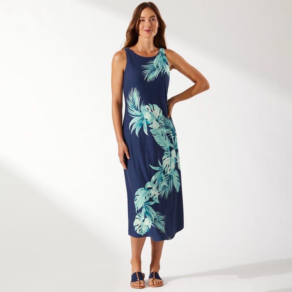 Tommy Bahama Frondstera Sleeveless Midi Dress in Island Navy