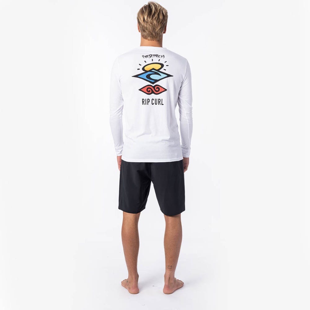 Rip Curl Search Logo Long Sleeve UV Tee In White