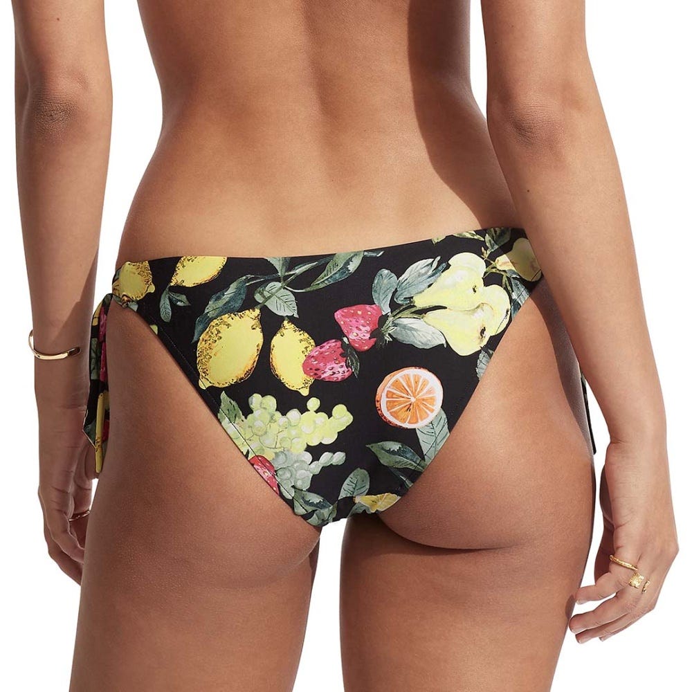 Seafolly Lemoncello Tie-Side Bikini Bottoms in Black