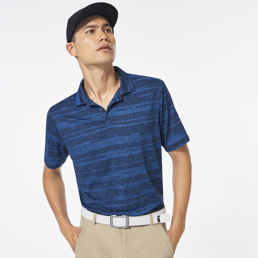 Oakley Aero Pro Stripe Polo Shirt in Ozone Heather