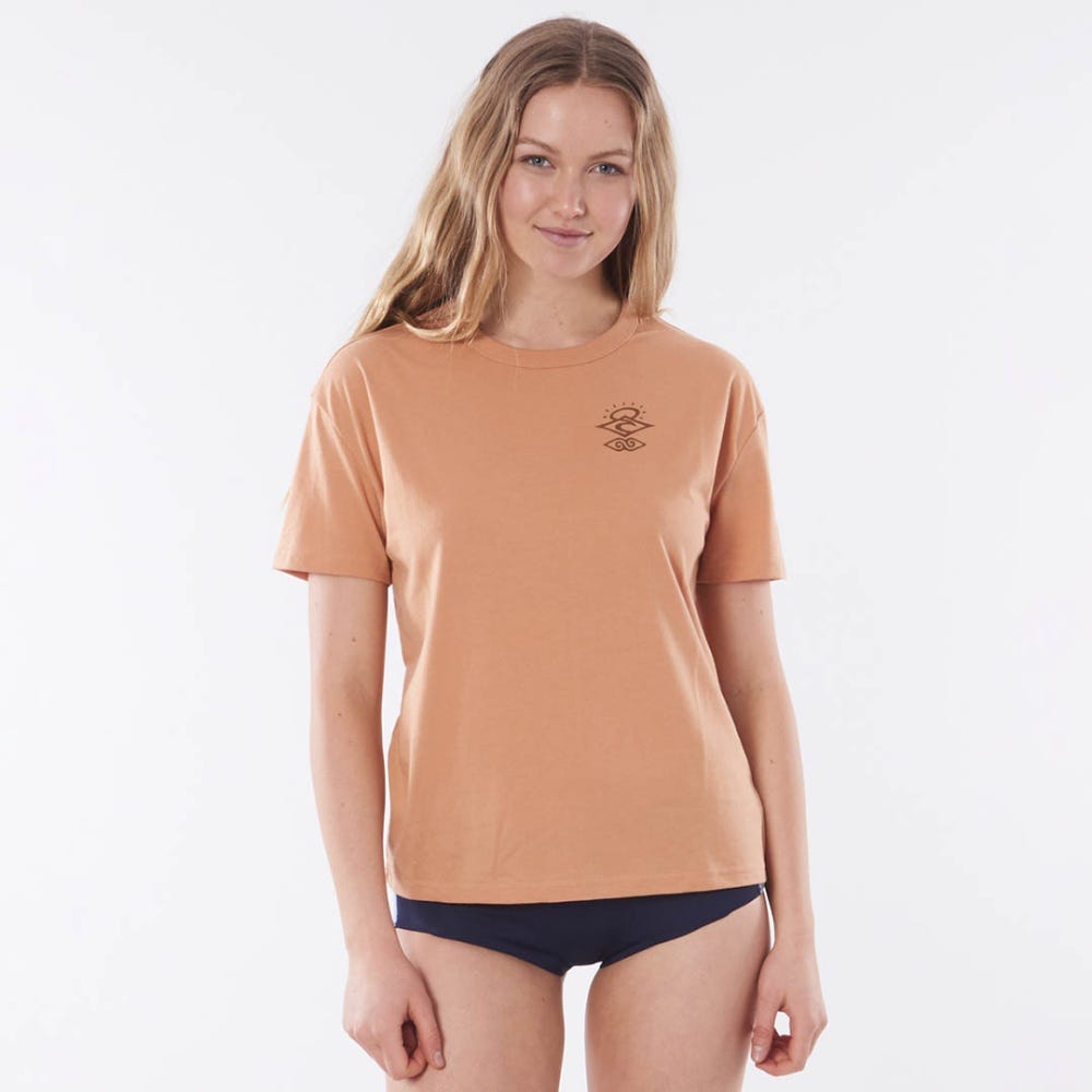 Rip Curl Searchers Poly/Cotton Short Sleeve Rash Vest in Brown