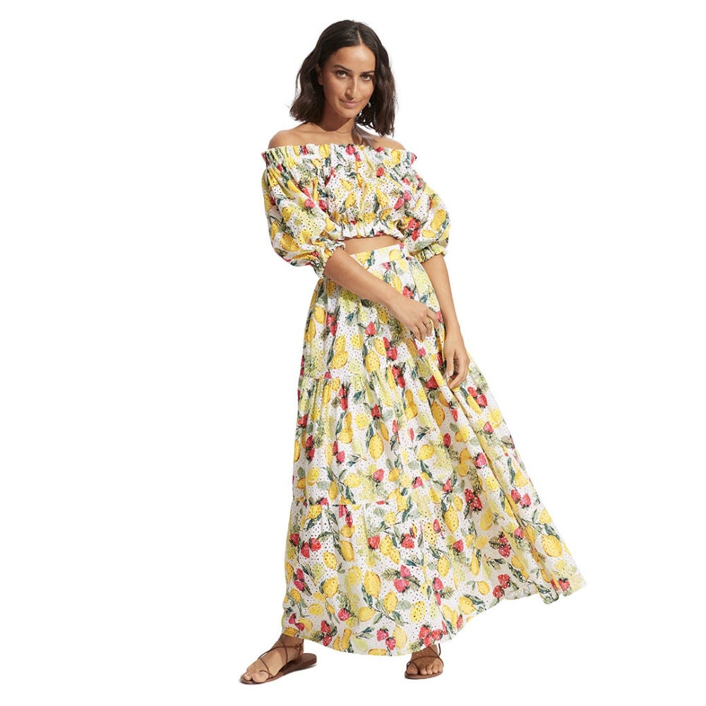 Seafolly Lemoncello Tiered Skirt in Lemoncello