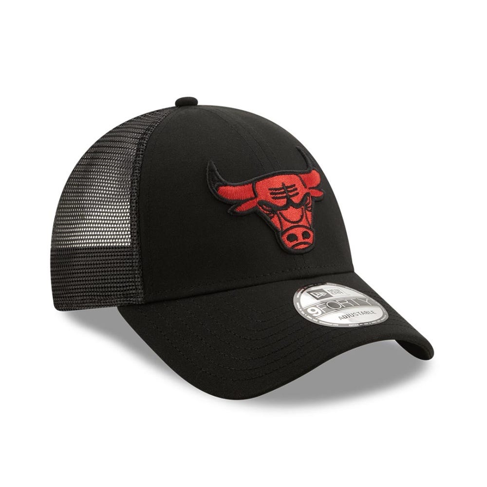 New Era Chicago Bulls Home Field Black 9FORTY A-Frame Trucker Cap