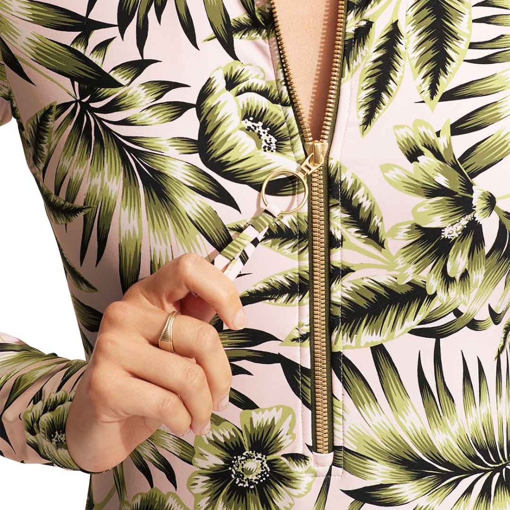 Seafolly Island In The Sun Zip Front Surf Suit in Avocado