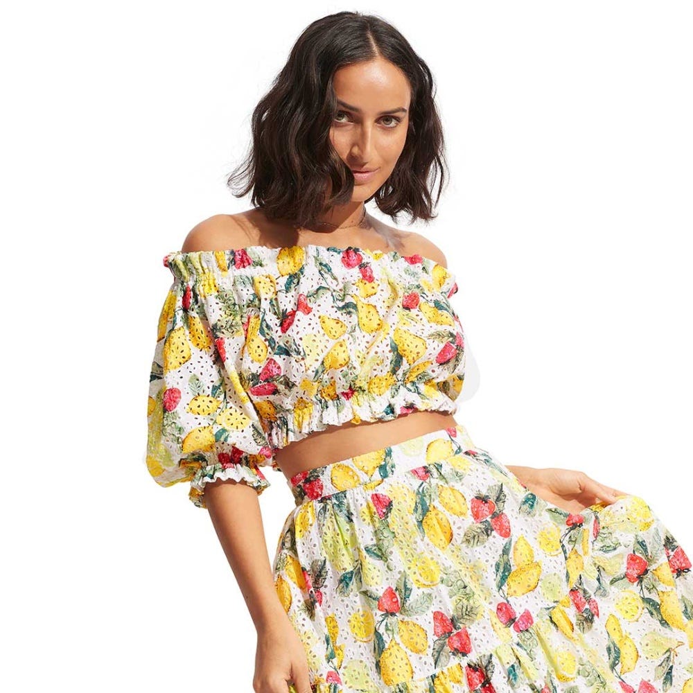 Seafolly Lemoncello Tiered Skirt in Lemoncello