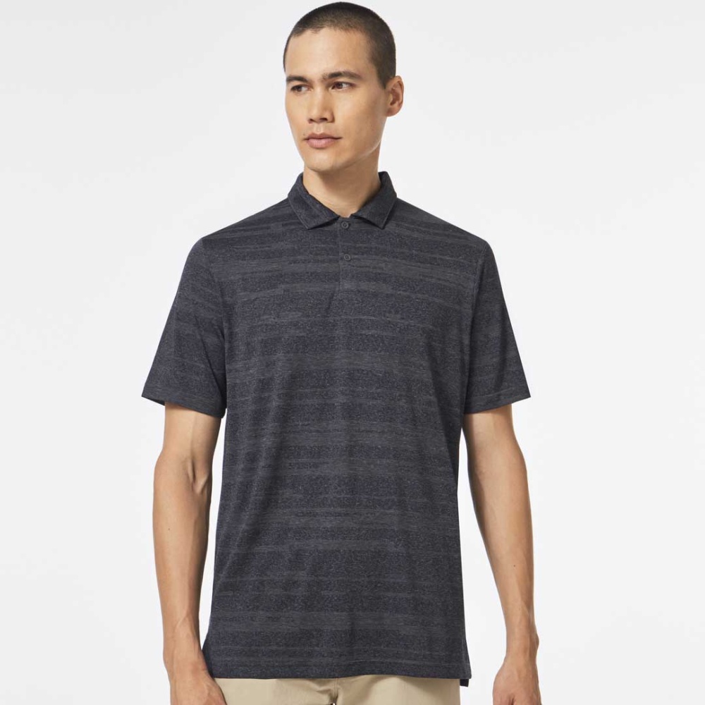 Oakley Aero Pro Stripe Polo Shirt in Blackout Heather