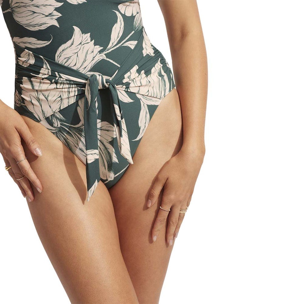 Seafolly Fleur De Bloom DD Bandeau One Piece - Evergreen