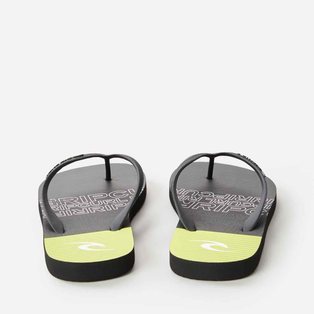 Rip Curl Stacked House Flip Flops for Men in Black/Lime