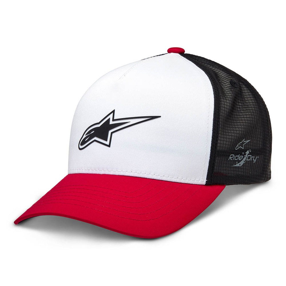Alpinestars Advantage Tech Trucker Cap in White/Red/Black
