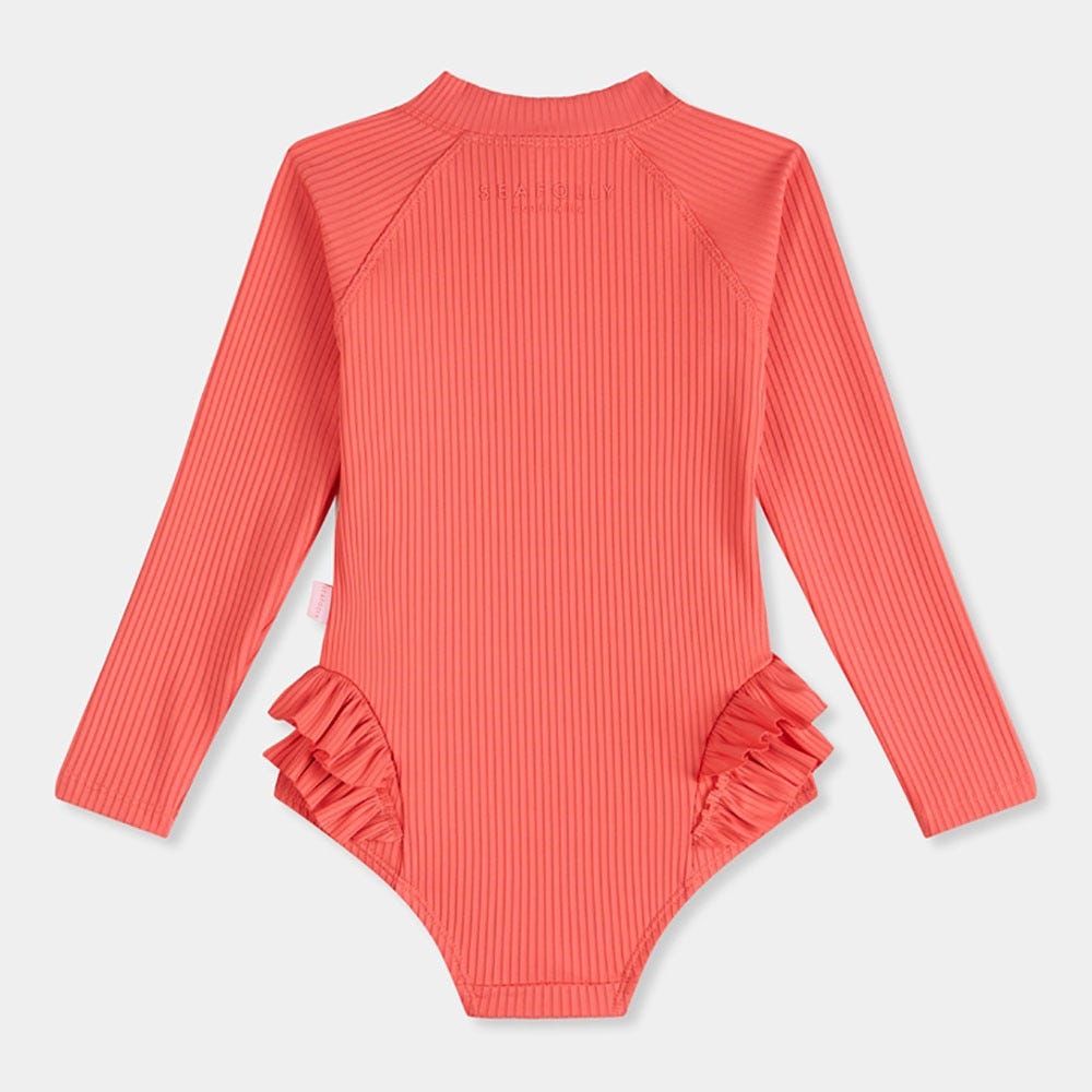 Seafolly Summer Essential Girls Ruffle Hip Paddlesuit - Chintz Pink