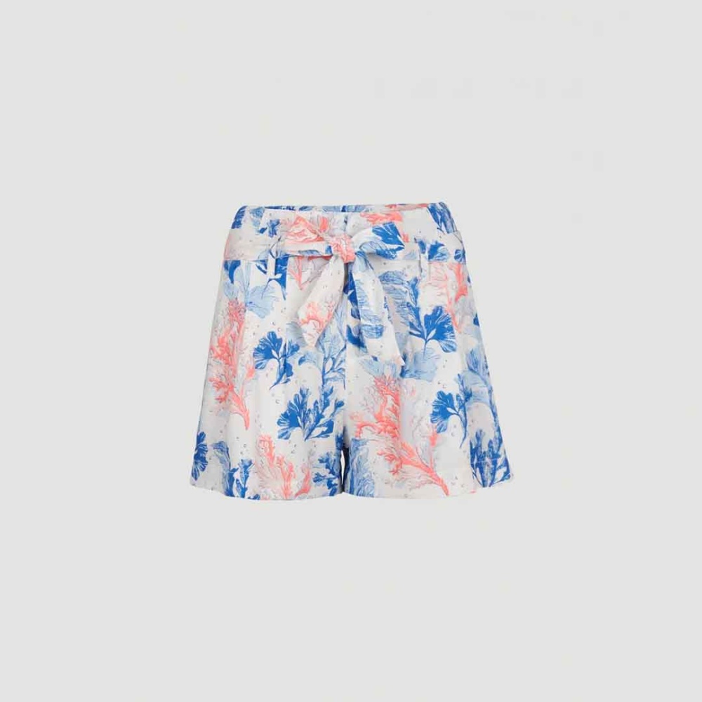 O'Neill Belted High-Waist Shorts With All Over Print in White AO 2