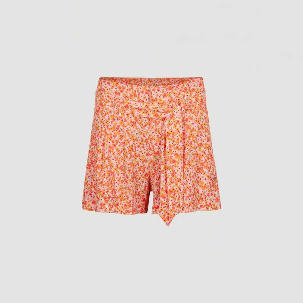 O'Neill Belted High-Waist Shorts With All Over Print in White AO 3