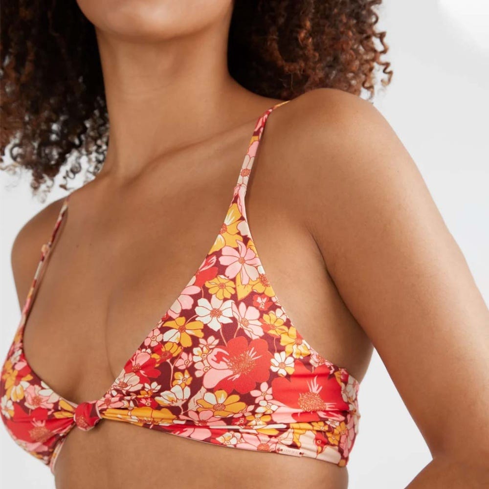 O'Neill Charlotte Knot Retro Bralette Bikini Top in Red AO 1