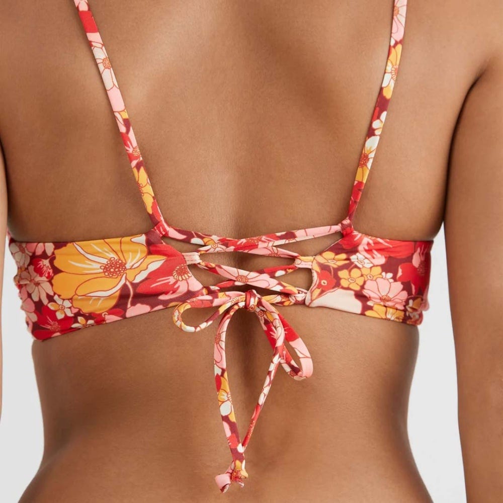 O'Neill Charlotte Knot Retro Bralette Bikini Top in Red AO 1