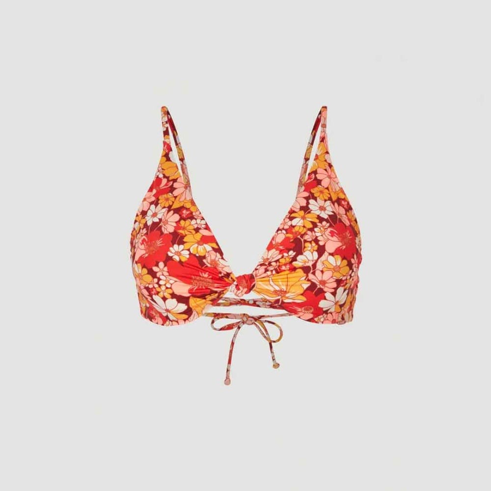 O'Neill Charlotte Knot Retro Bralette Bikini Top in Red AO 1