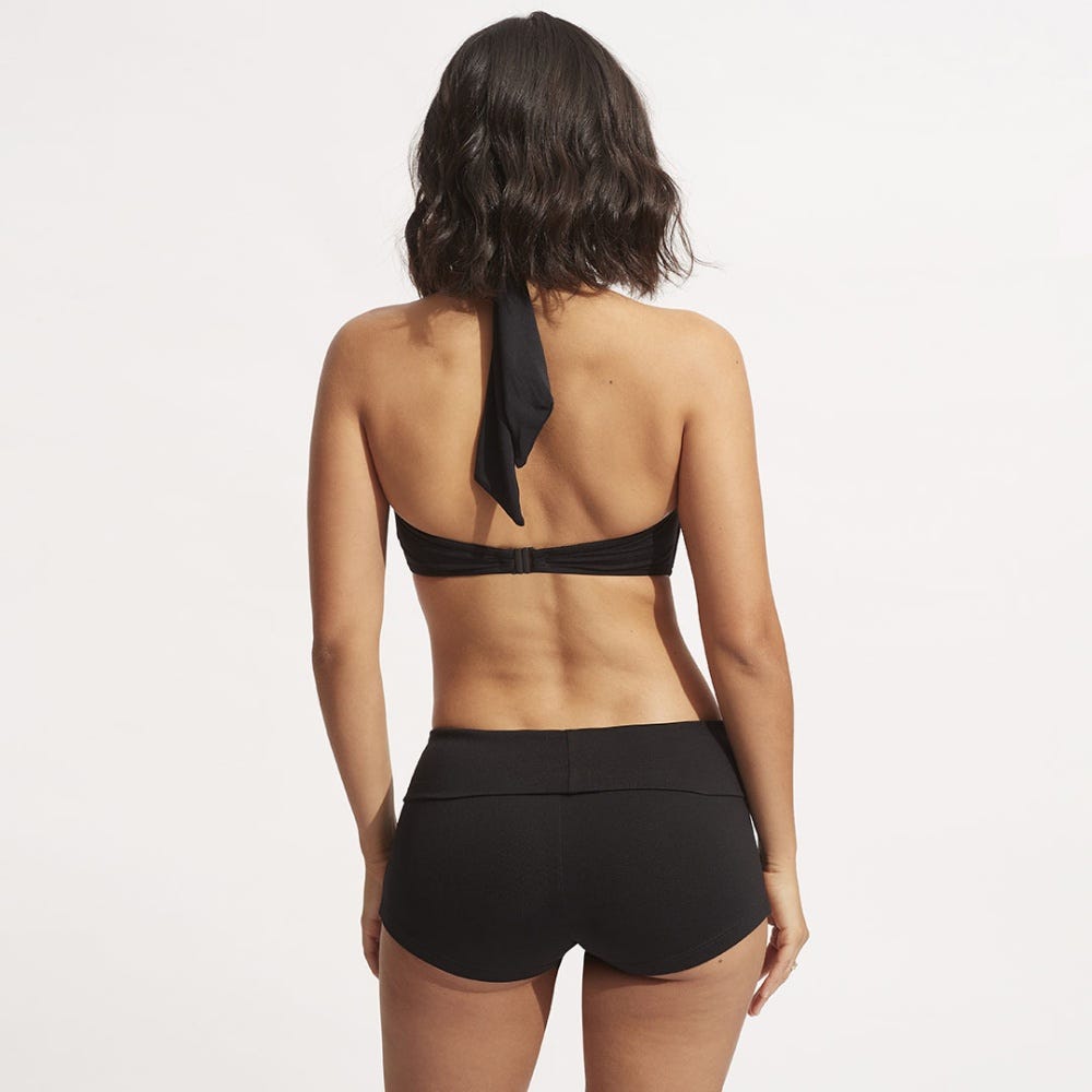 Seafolly Collective Roll Top Boyleg Bikini Bottom - Black