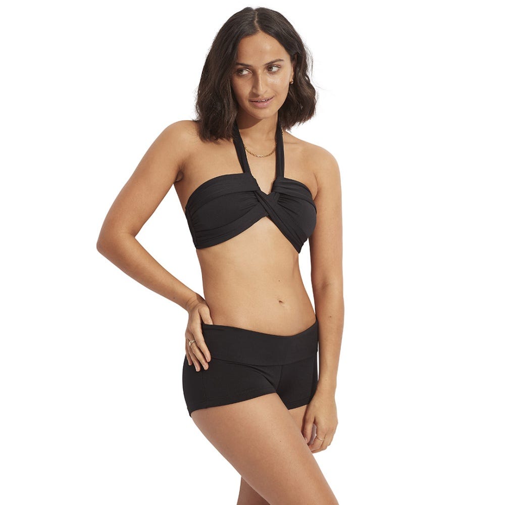 Seafolly Collective Roll Top Boyleg Bikini Bottom - Black