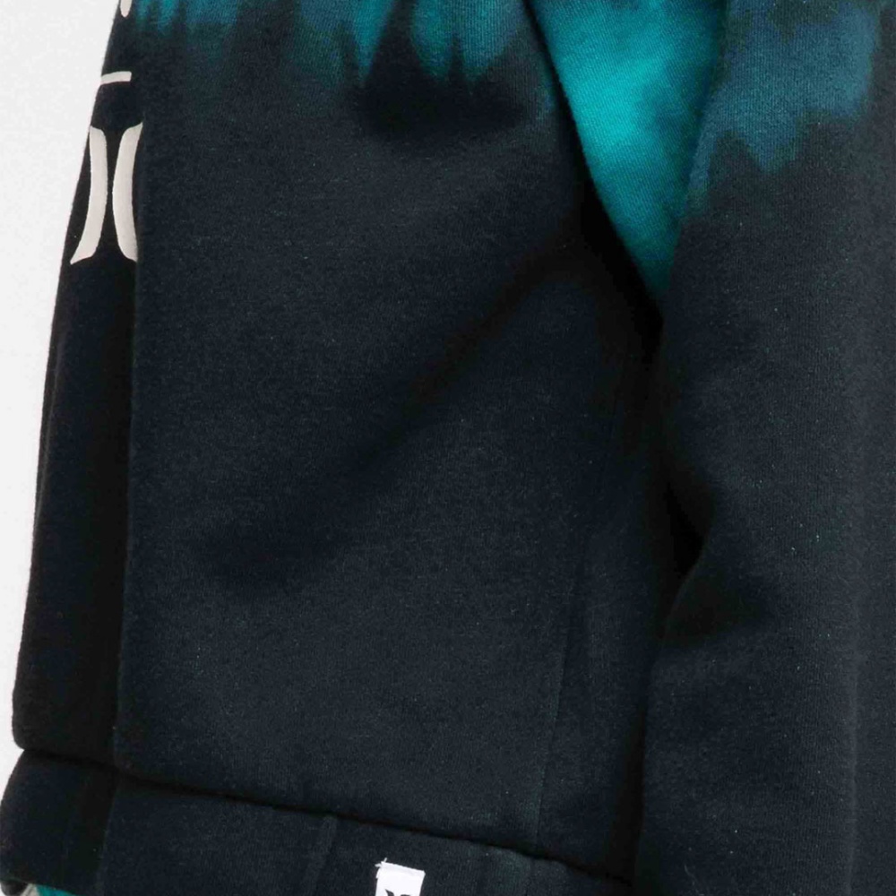Hurley Surf Tie Dye Cropped Crew Sweatshirt in Teal/Caviar Dip Dye