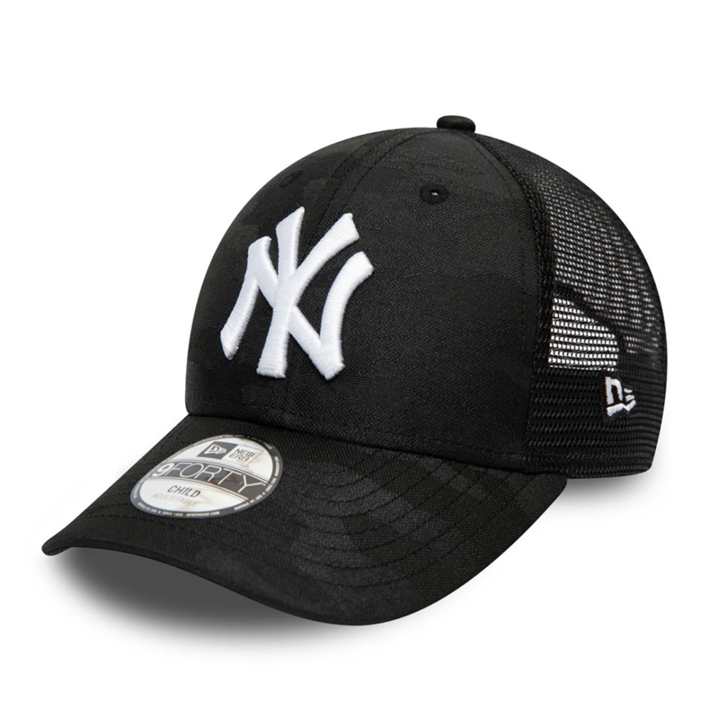 New Era NY Yankees Home Field Camo Kids Black A-Frame Trucker Cap