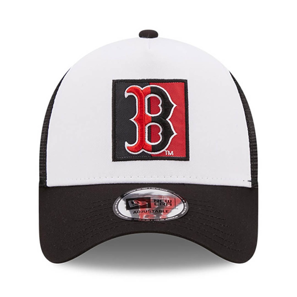 New Era Boston Red Sox Team Patch White A-Frame Trucker Cap
