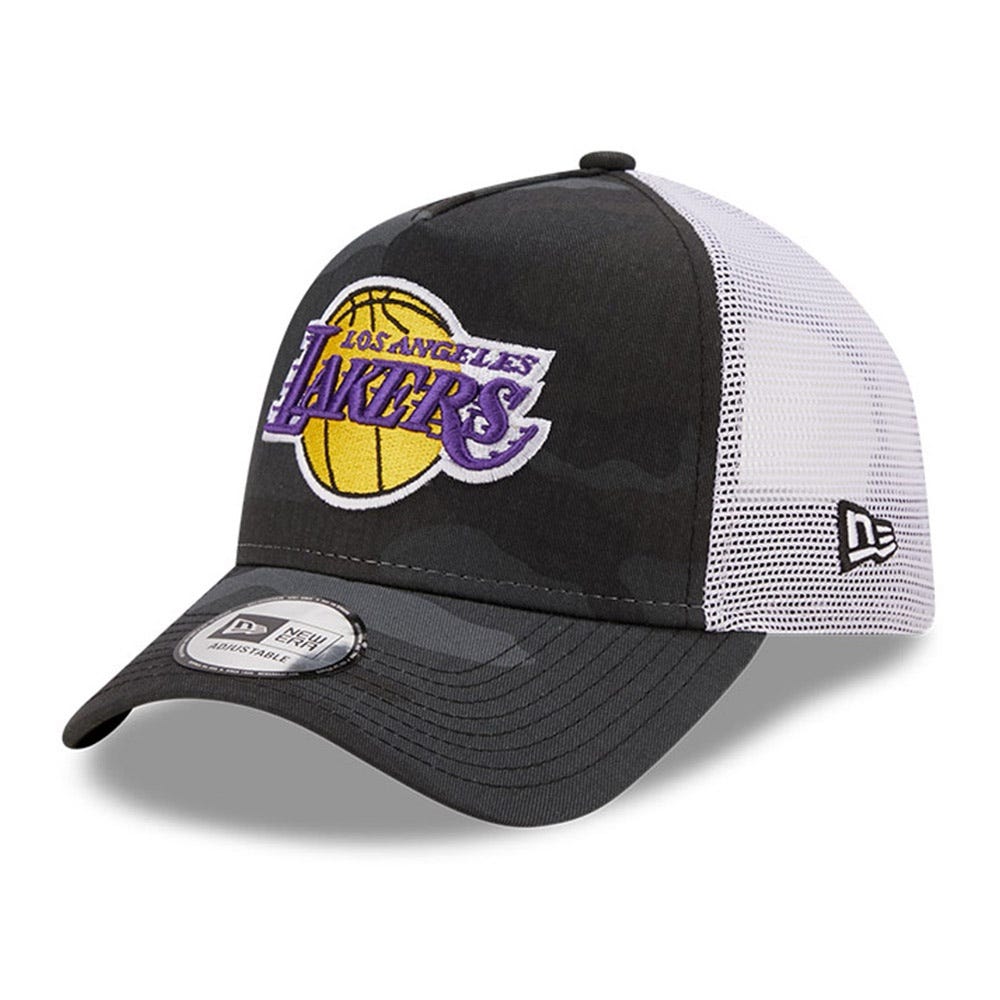 New Era LA Lakers NBA Camo A-Frame Trucker Cap