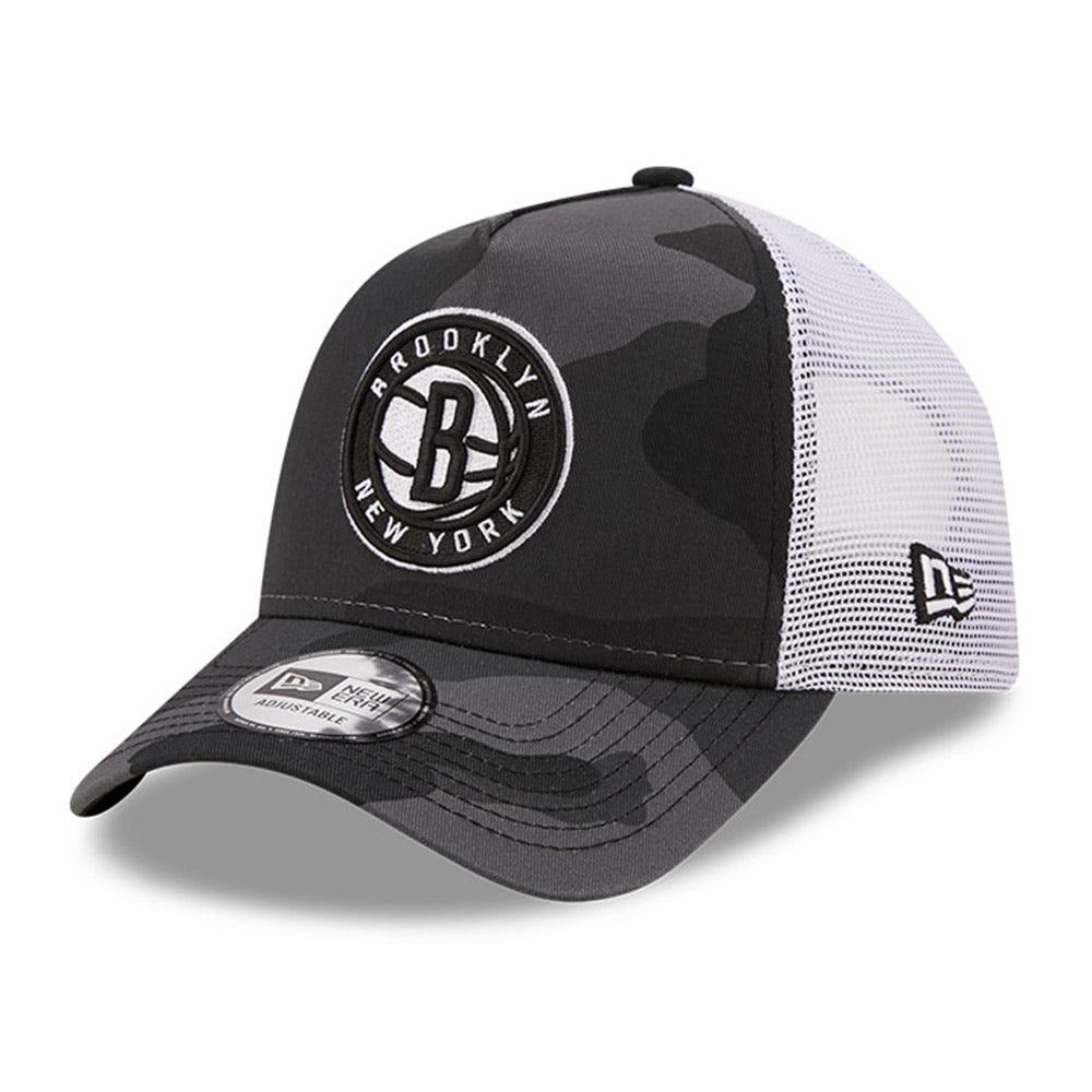 New Era Brooklyn Nets NBA Camo A-Frame Trucker Cap