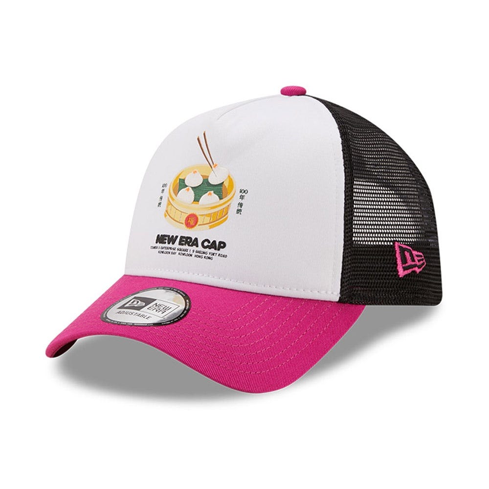 New Era Food Patch White & Pink A-Frame Trucker Cap