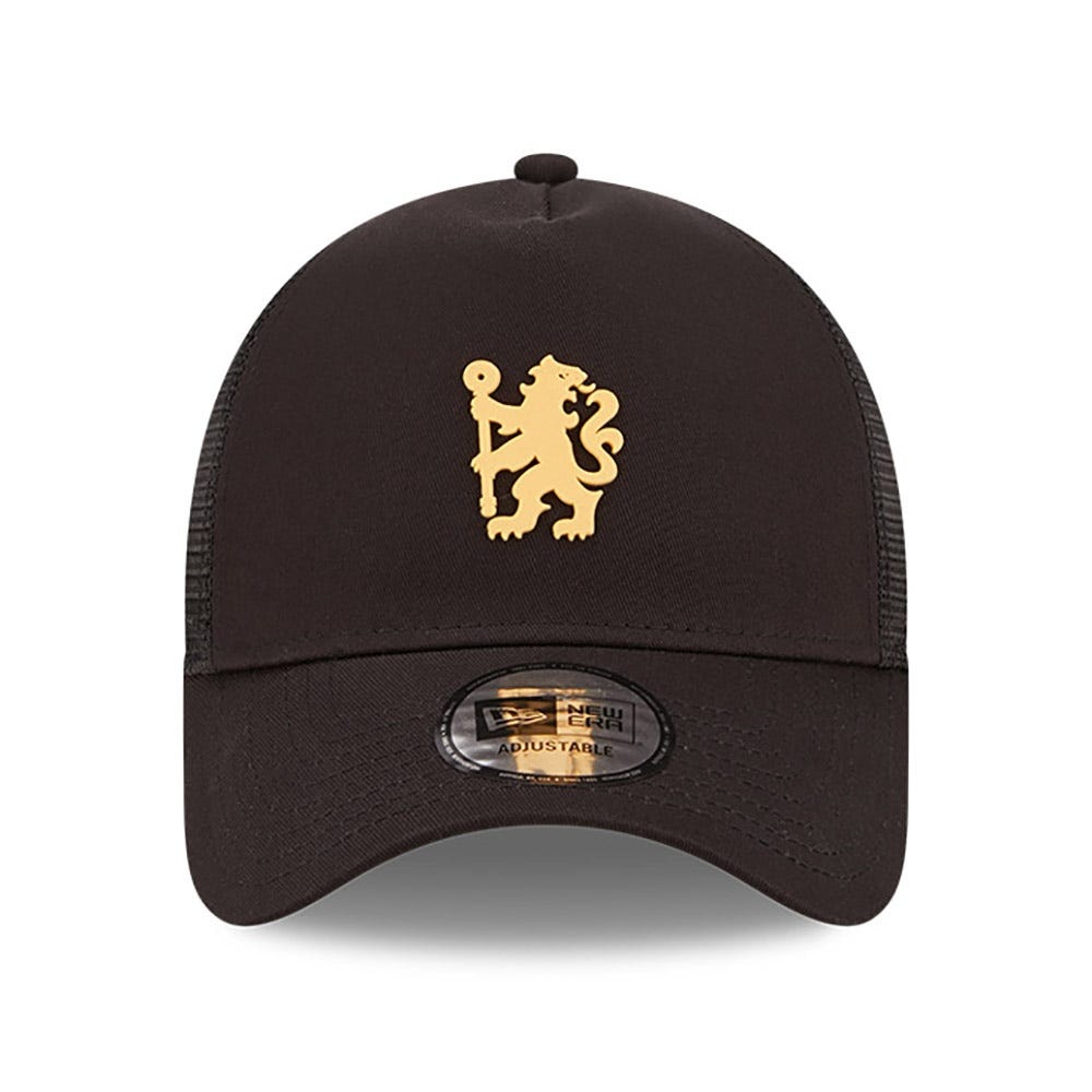 New Era Chelsea FC Lion Crest Seasonal Black Trucker Cap