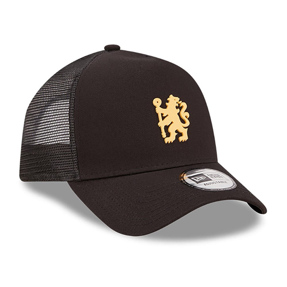 New Era Chelsea FC Lion Crest Seasonal Black Trucker Cap