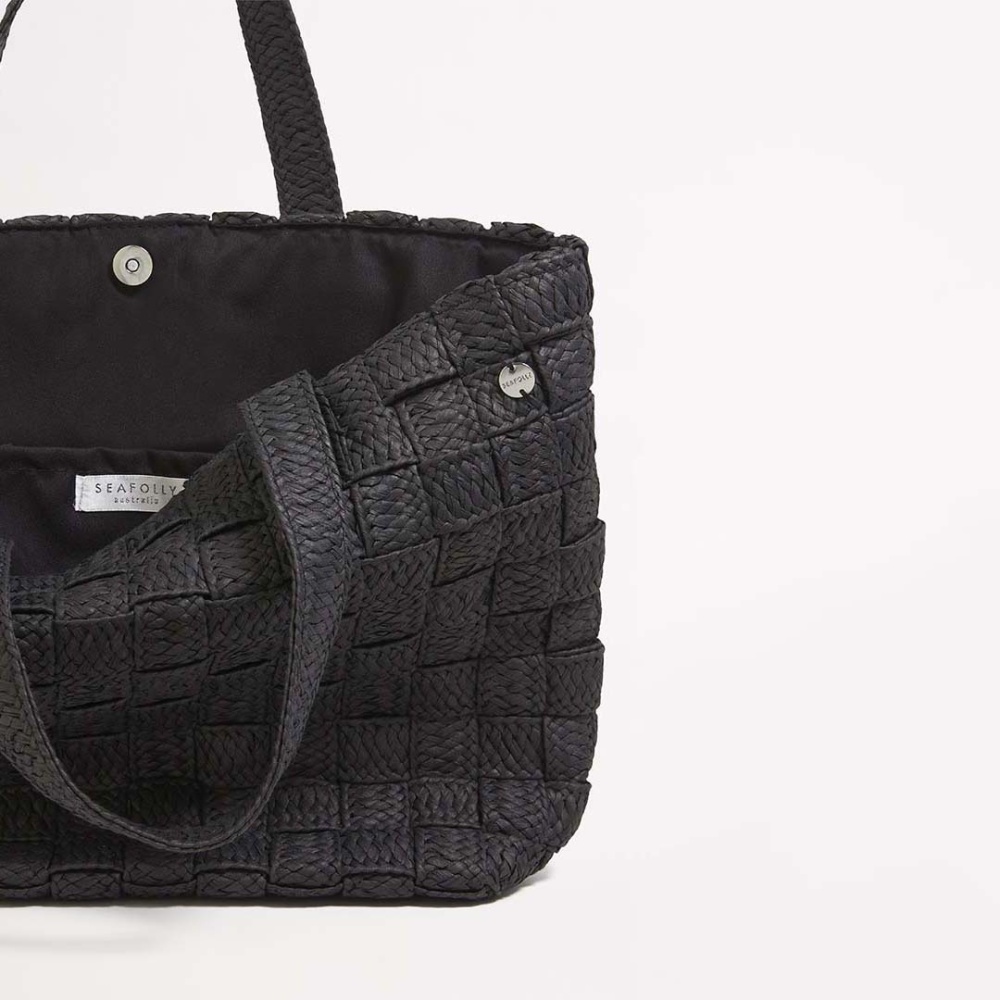 Seafolly Criss Cross Woven Tote Bag - Black