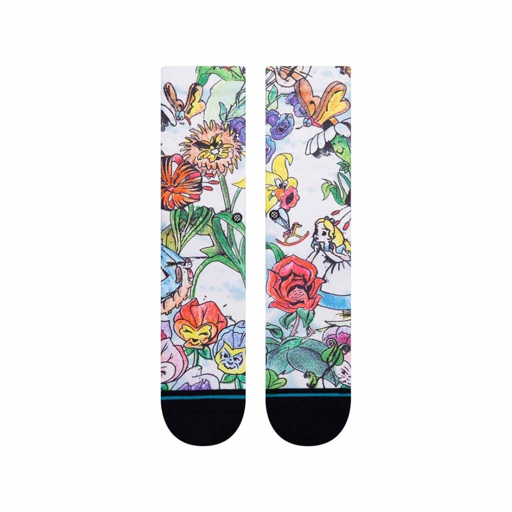 Stance Alice In Wonderland Golden Afternoon Crew Socks in Off White