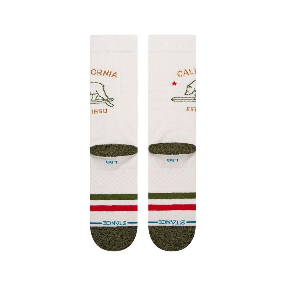 Stance California Republic 2 Crew Socks in Off White