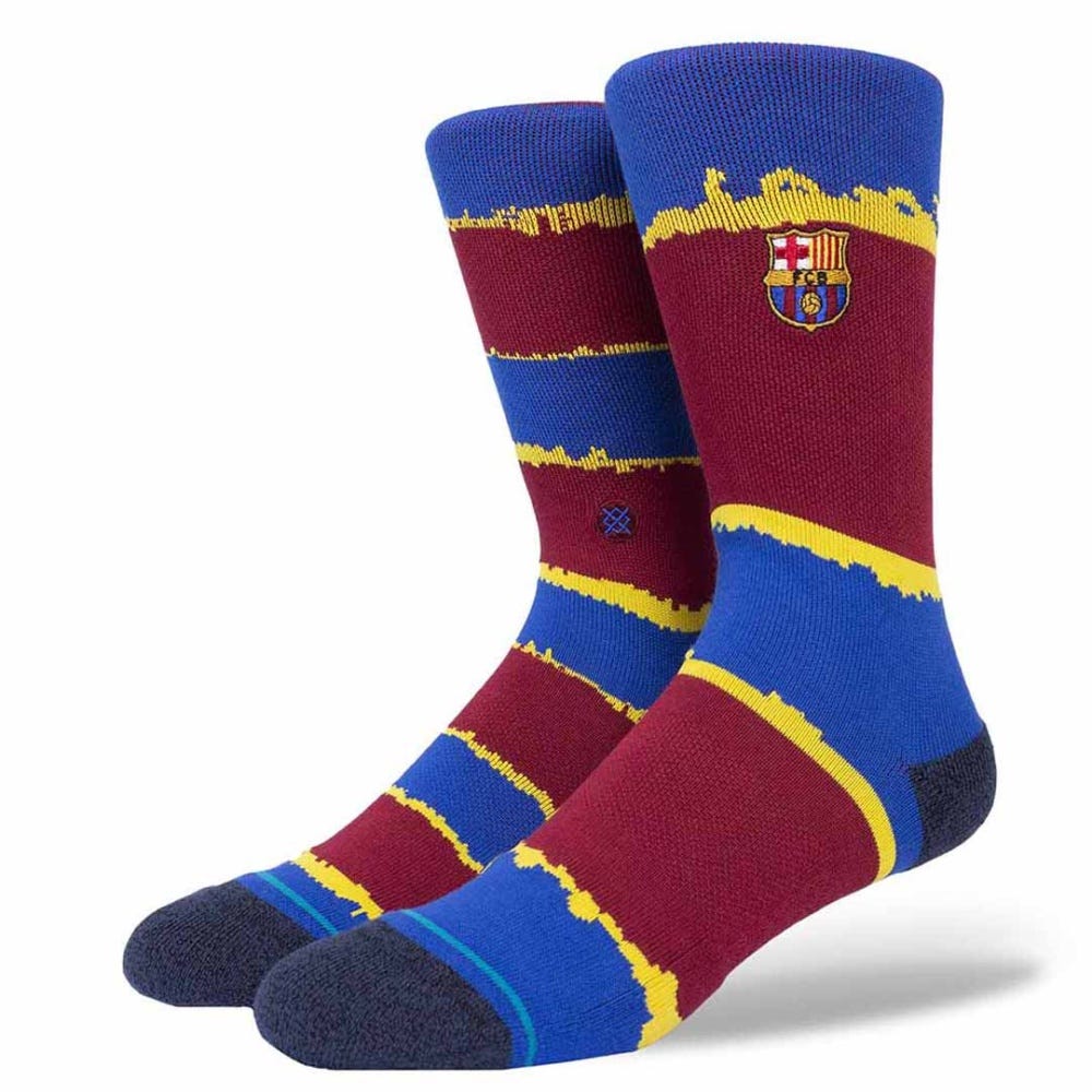 Stance Football Club Barcelona Stripe Crew Socks in Maroon