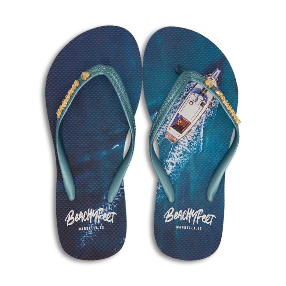 BeachyFeet El Oceano Flip Flops in Blue