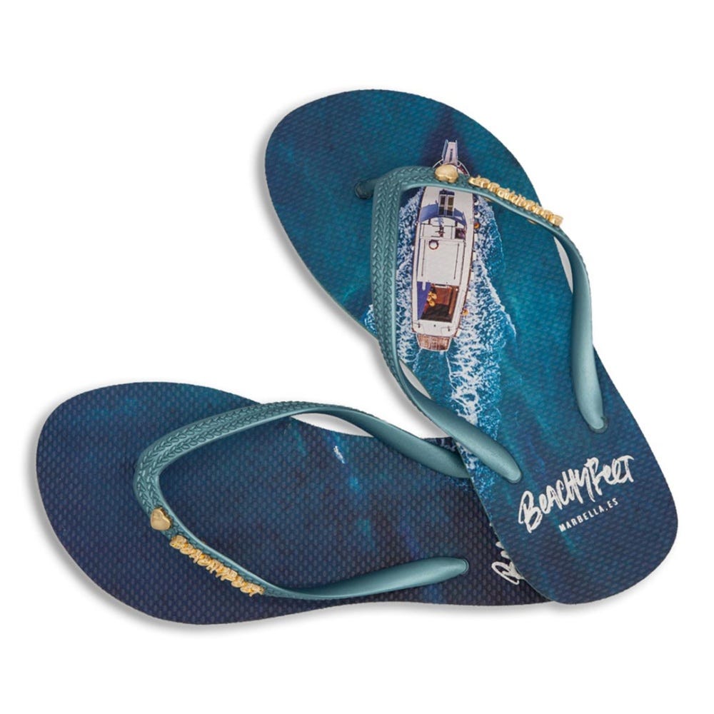 BeachyFeet El Oceano Flip Flops in Blue