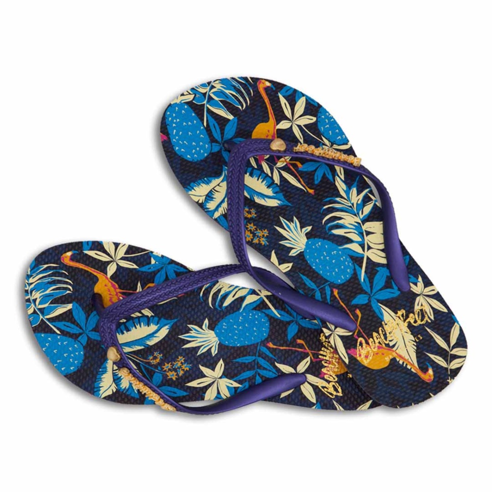 BeachyFeet Womens Flip Flops - Flamenco in Blue