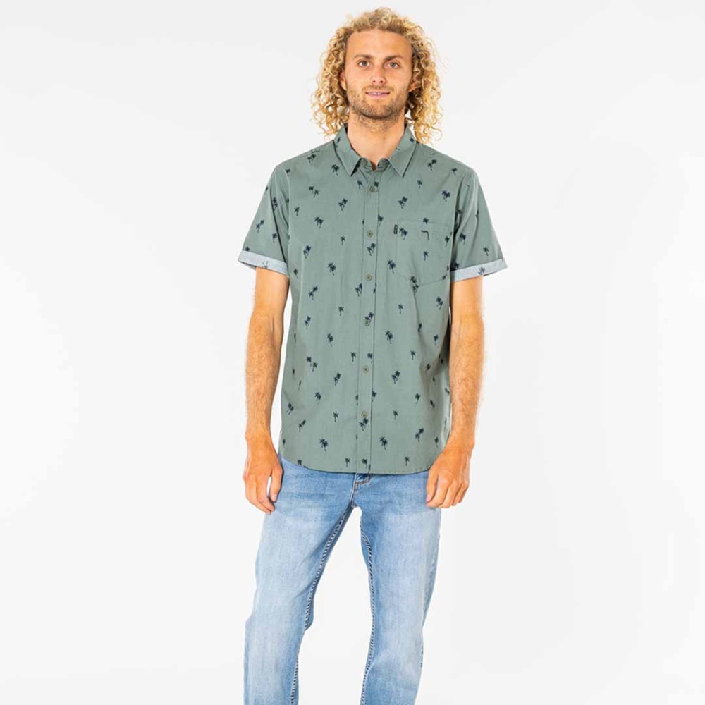 Rip Curl Paradise Palm Short Sleeve Shirt in Washed Clover