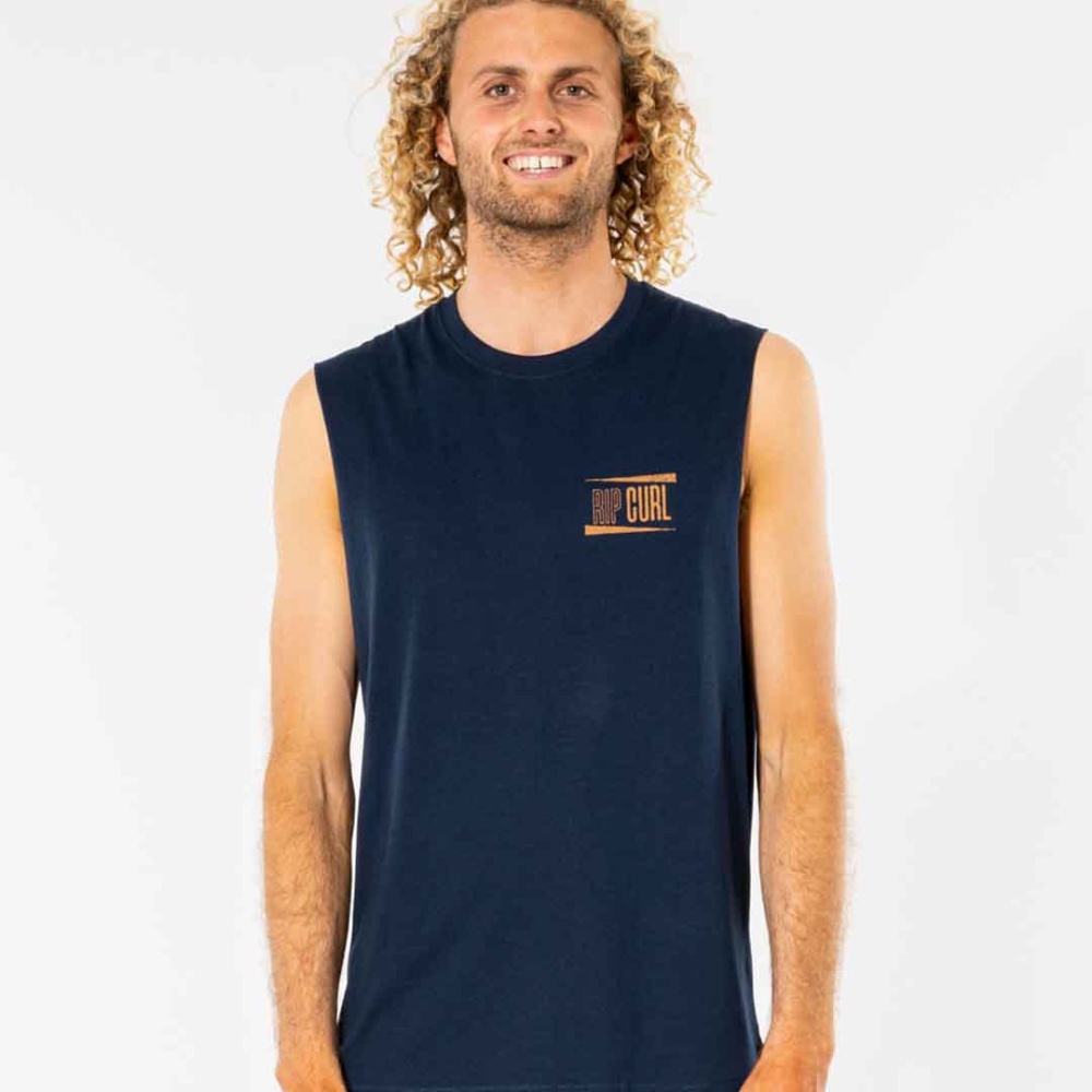 Rip Curl Wedge Muscle Tank Top in Navy