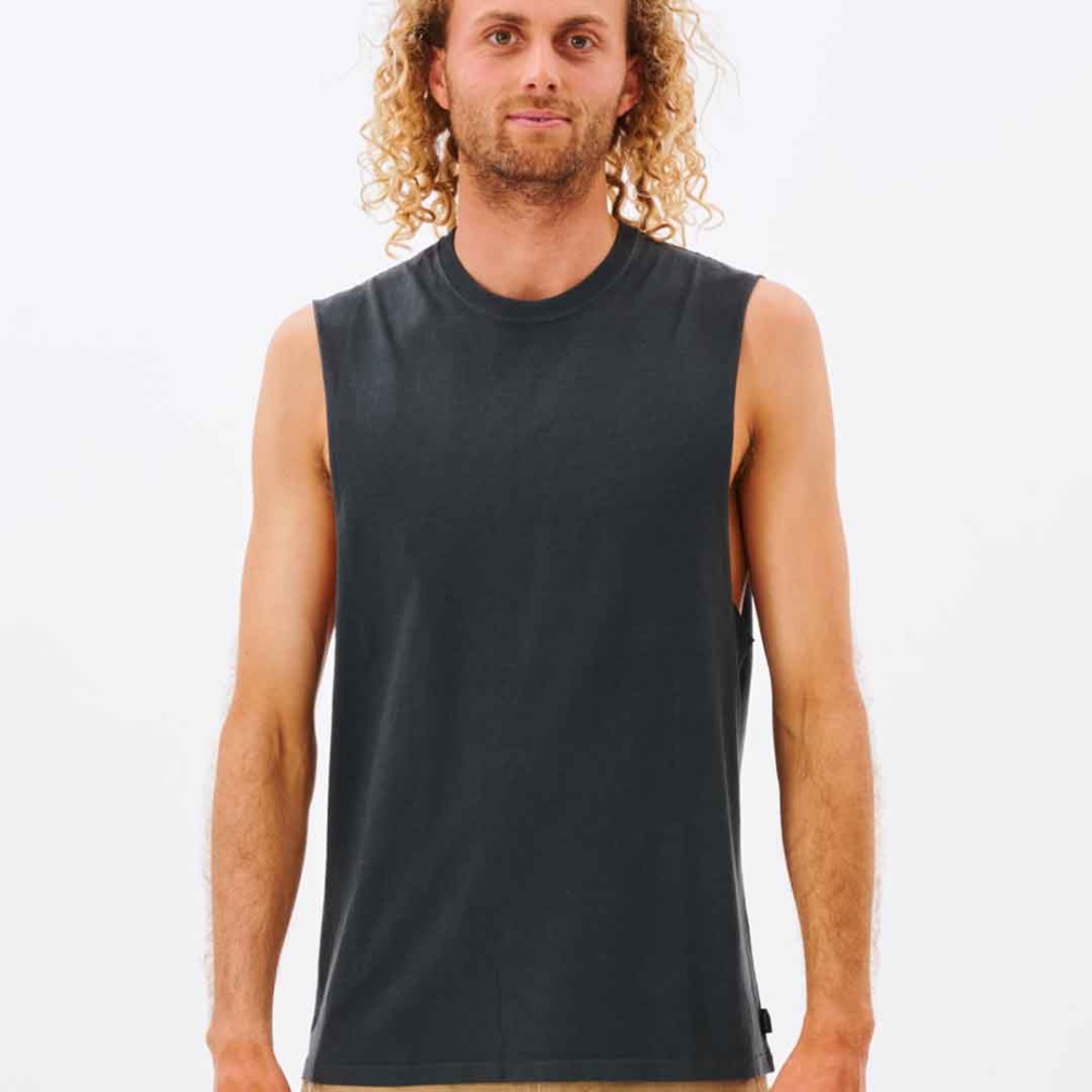 Rip Curl Plain Wash Muscle Tank in Washed Black