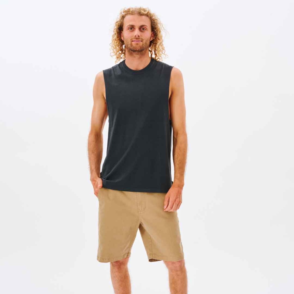 Rip Curl Plain Wash Muscle Tank in Washed Black