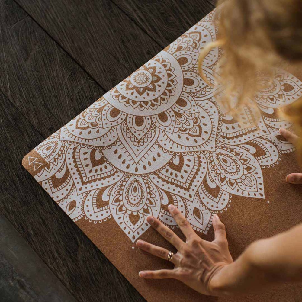 Yoga Design Lab 5.5mm Cork Yoga Mat in Mandala White