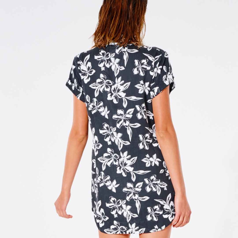 Rip Curl Tiki Tide Button Through Dress in Black