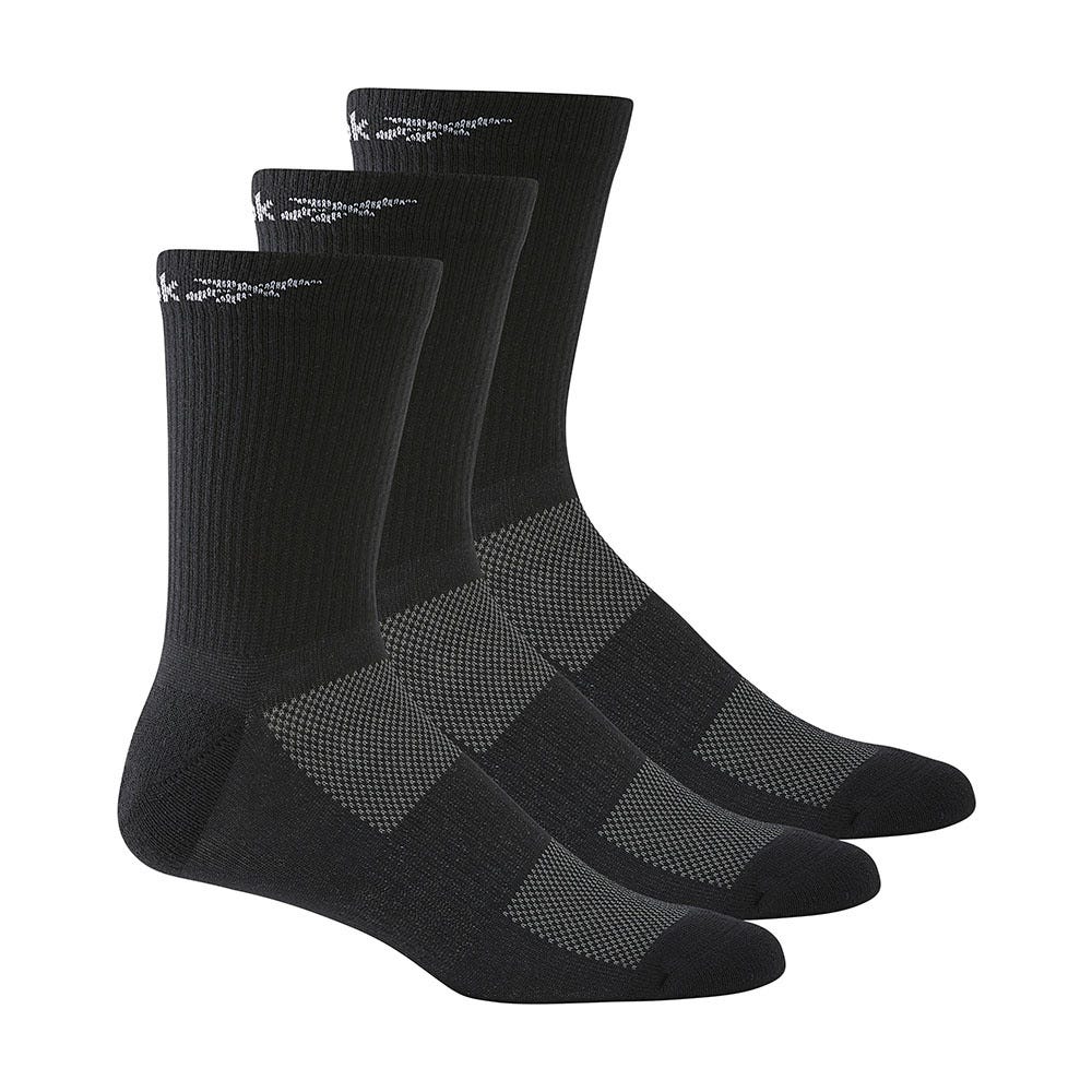 Reebok Active Foundation Mid-Crew Socks 3 Pairs In Black