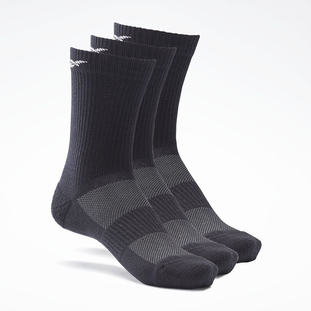 Reebok Active Foundation Mid-Crew Socks 3 Pairs In Black