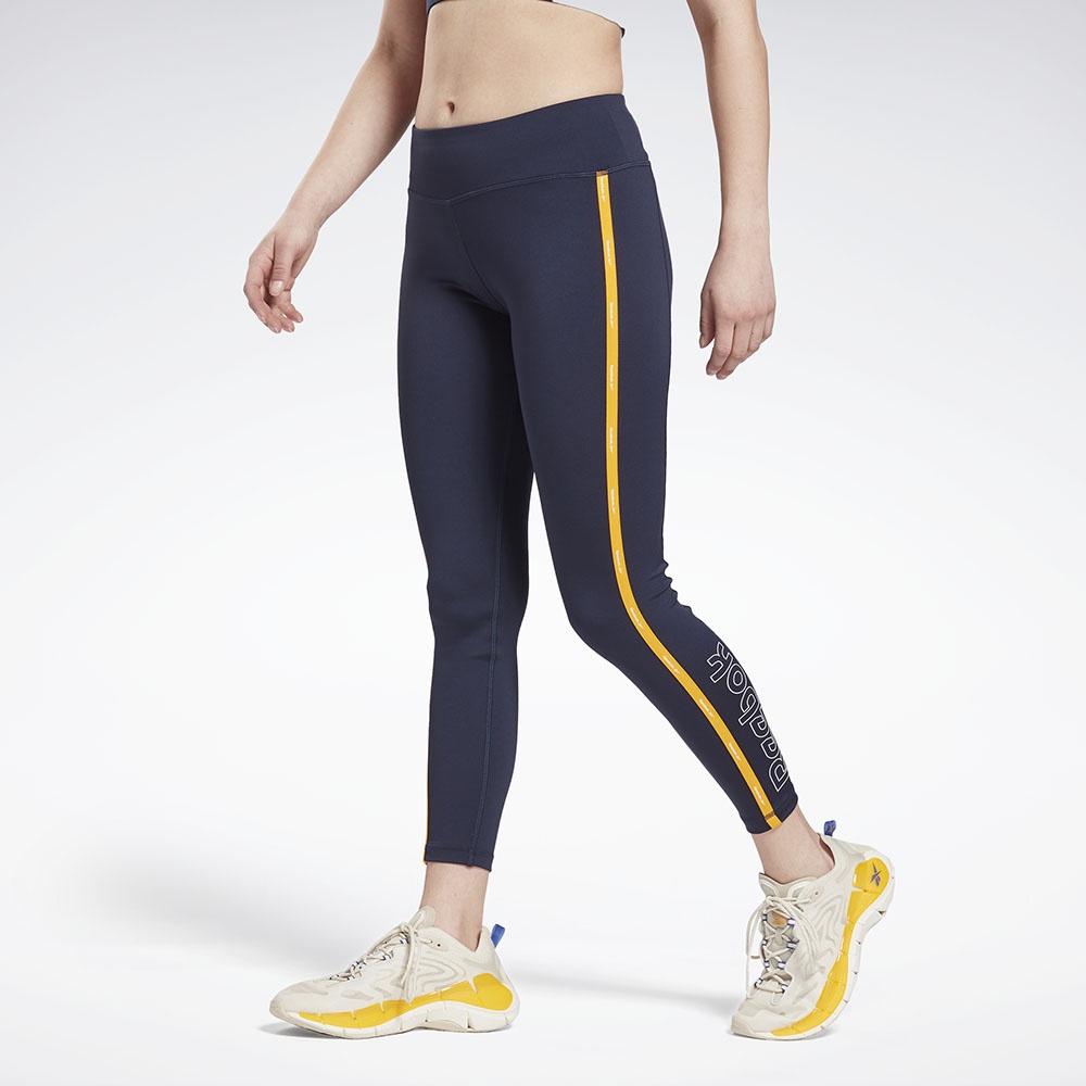 Reebok Piping Leggings In Vector Navy