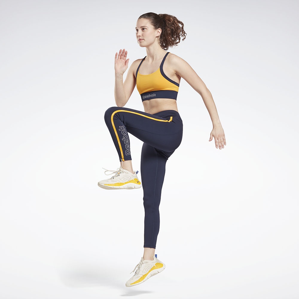 Reebok Piping Leggings In Vector Navy